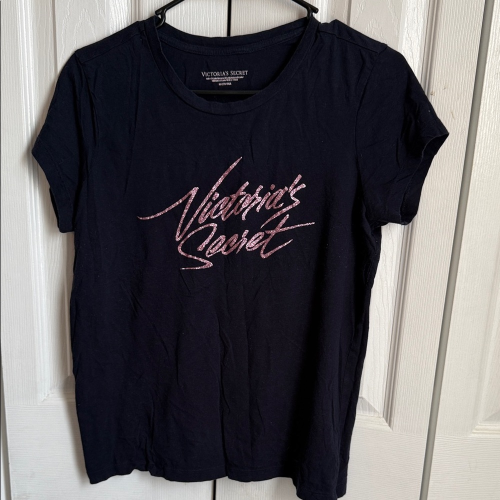 Victoria's Secret Black Tee with Pink Logo